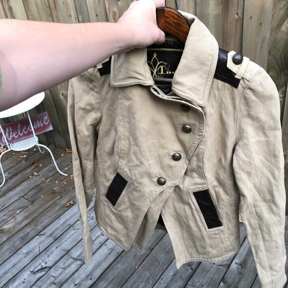 Vintage Mackage Double Closure Leather Trim Jacket - Picture 12 of 13